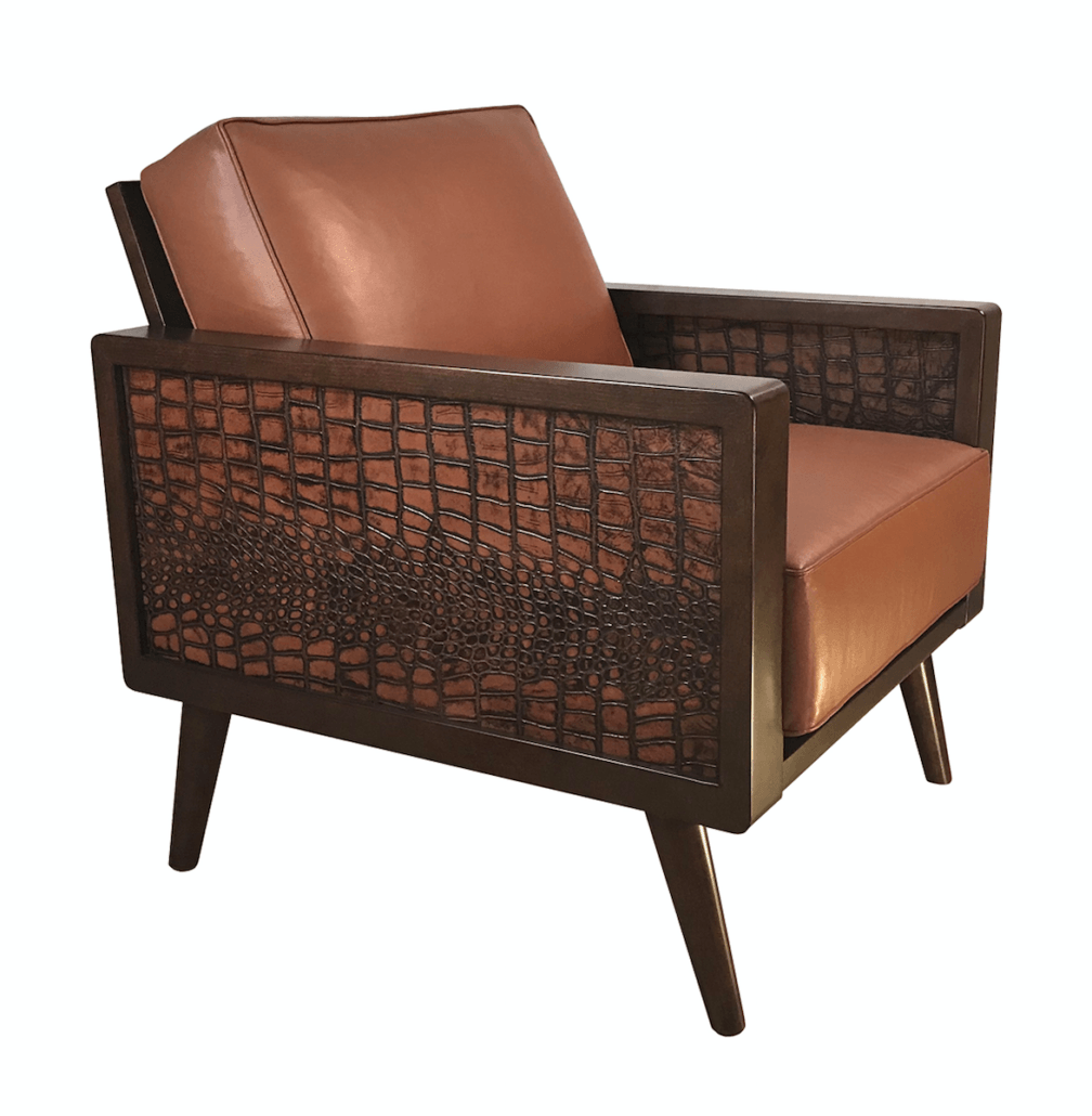 Leather Croc Mid Century Modern Lounge Chair - Twist Modern